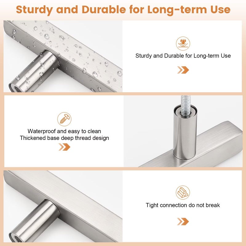 Probrico Cabinet Handles-(Pack of 5) Stainless Steel 4 inch (102mm) Hole Centers Square T Bar Kitchen Cabinet Handles Drawer Pulls for Kitchen Furniture Hardware - Image 3